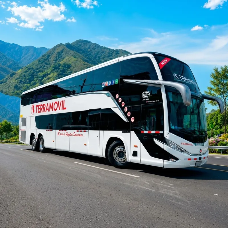 Bus de 2 pisos del servicio Terra Prime de Terramovil en carretera
